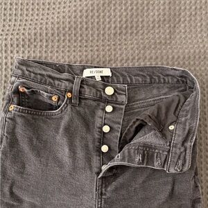 Re/Done Washed Black High-Rise Button-Fly Jeans